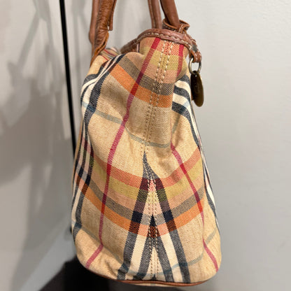 8809 BURBERRY Check Canvas Shoulder Tote