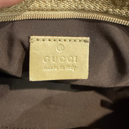 #8208 GUCCI Brown/Green Canvas Shoulder Bag