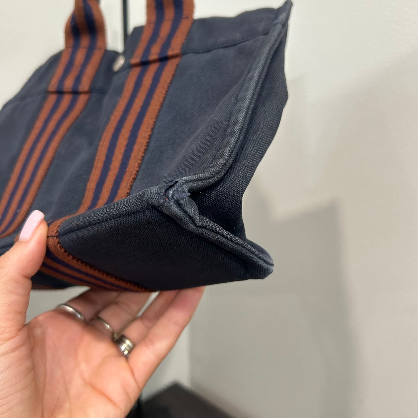 1069 HERMÈS Toile Fourre-Tout PM Tote Blue