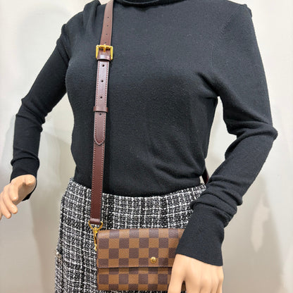 #1101-04 LOUIS VUITTON Damier Ebene Wallet with Removable Strap