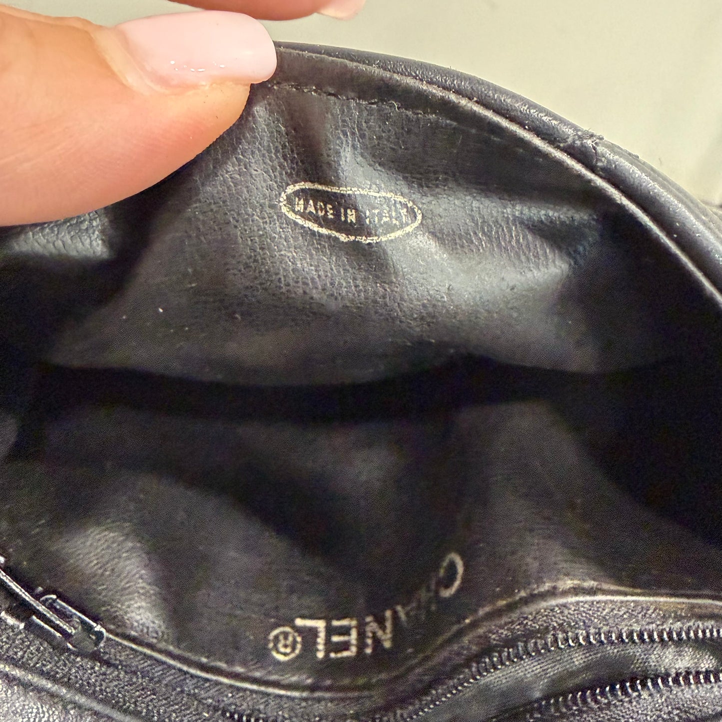 #1102 CHANEL Vintage Black Lambskin Belt Bag