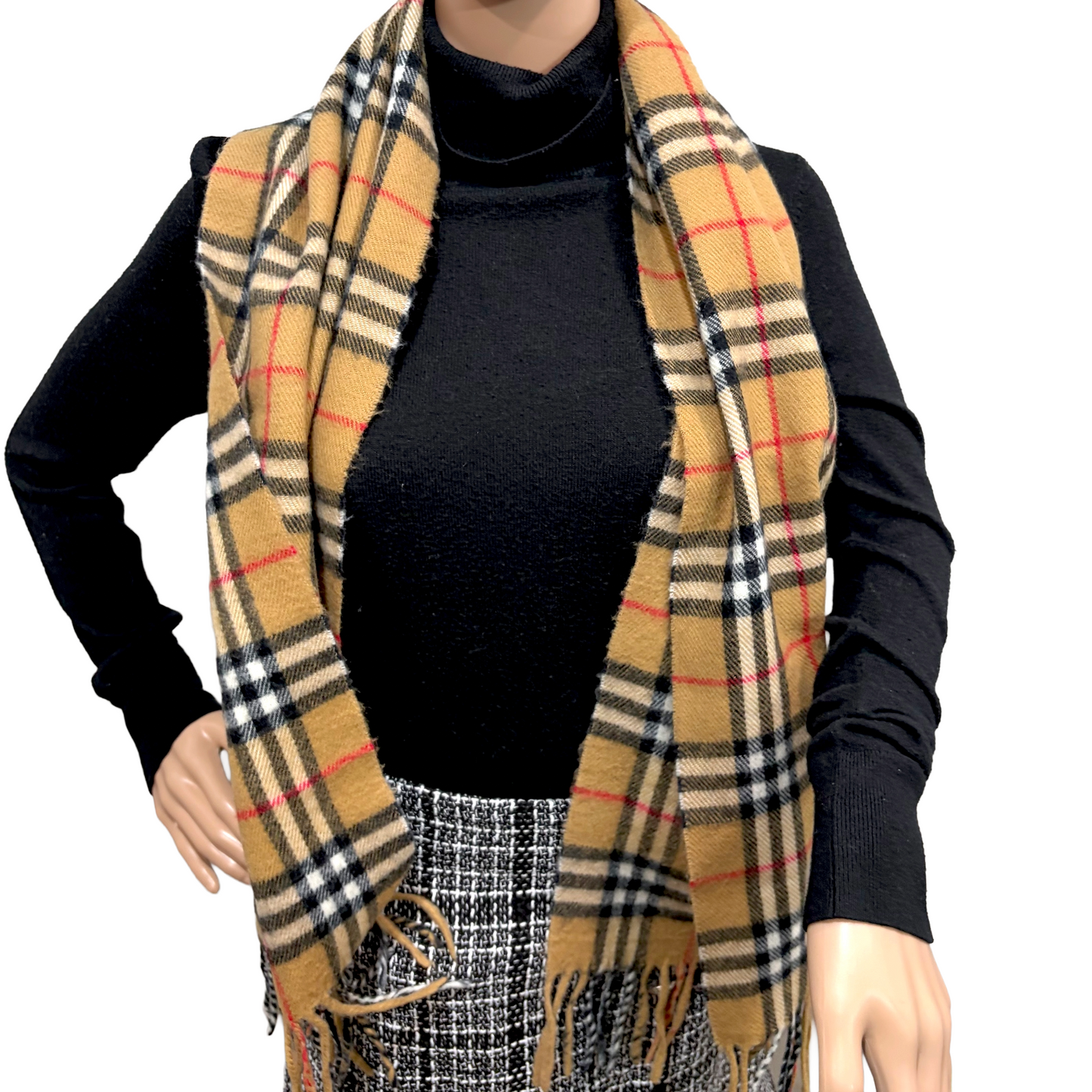 #8220 Vintage BURBERRYS Archive Beige 100% Lambswool Scarf Stole