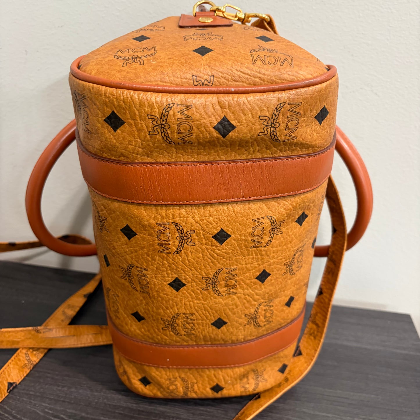 8808 MCM Cognac Visetos Boston 28 Bag