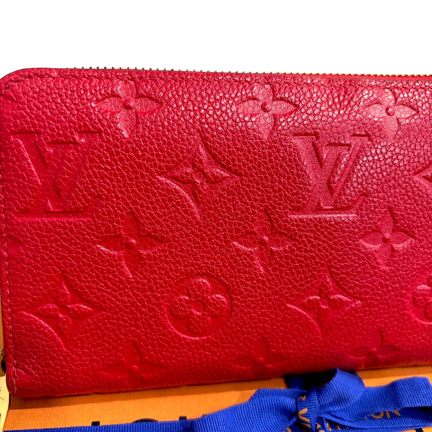 #8219 LOUIS VUITTON Red Empreinte Zip Wallet MSRP $1,170