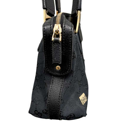 #8226 GUCCI Black GG Canvas Horsebit Bag