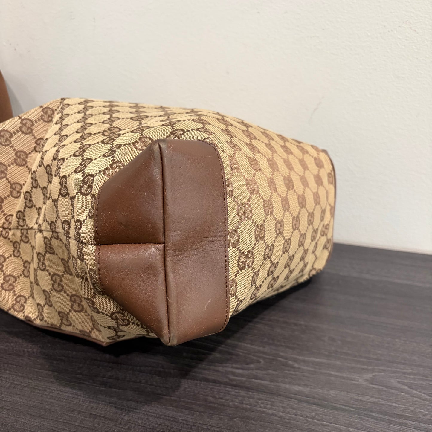 #3222 GUCCI Brown Canvas Large Tote