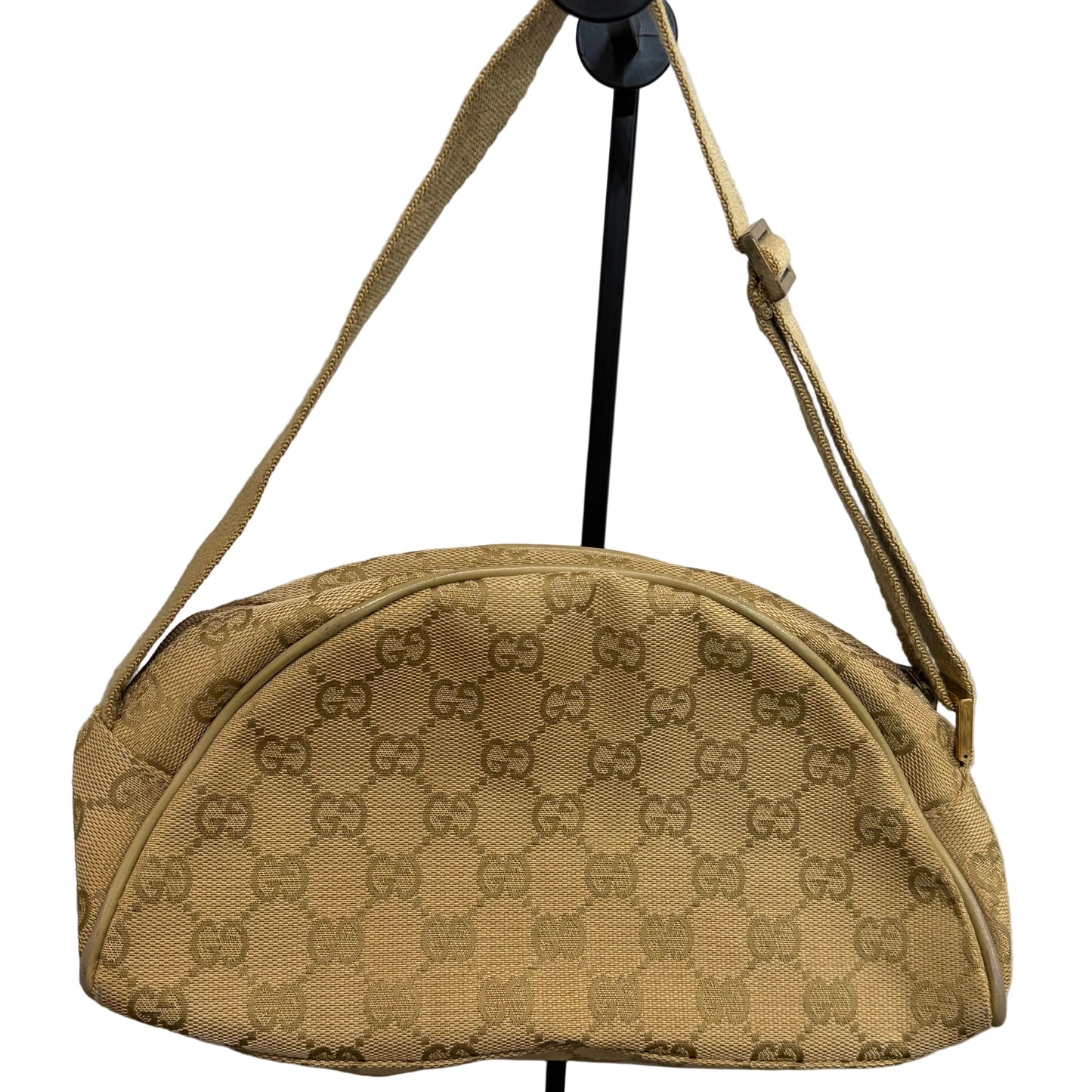 #8208 GUCCI Brown/Green Canvas Shoulder Bag