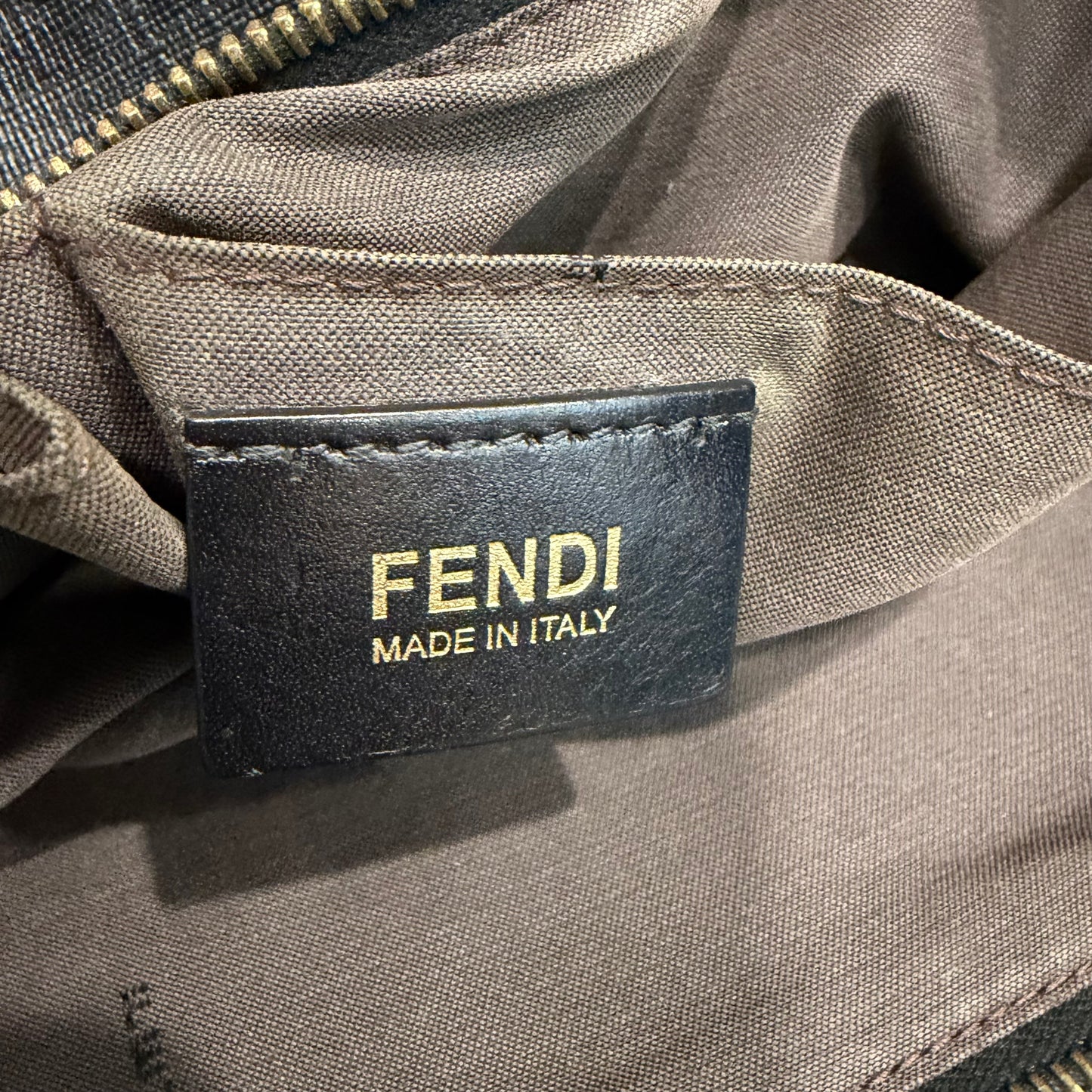 #9107 FENDI Charcoal Zuchinno Coated Canvas and Leather Roll Tote