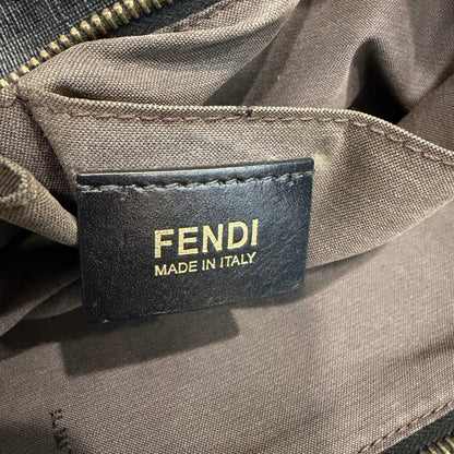 #9107 FENDI Charcoal Zuchinno Coated Canvas and Leather Roll Tote