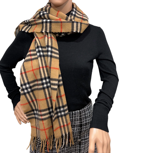 #8222 Vintage BURBERRYS Archive Beige 100% Cashmere Scarf Stole