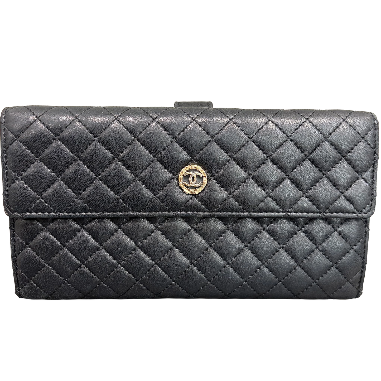 #3229 CHANEL Timeless Medallion Coco Mark Logo Lambskin Micro Quilt Wallet