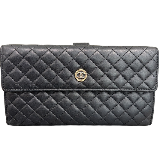 #3229 CHANEL Timeless Medallion Coco Mark Logo Lambskin Micro Quilt Wallet