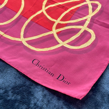 SOLD! Christian Dior Red Gold Silk Scarf