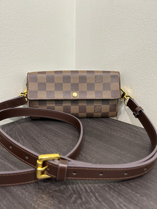 SOLD! Louis Vuitton Damier Wallet with Shoulder Strap