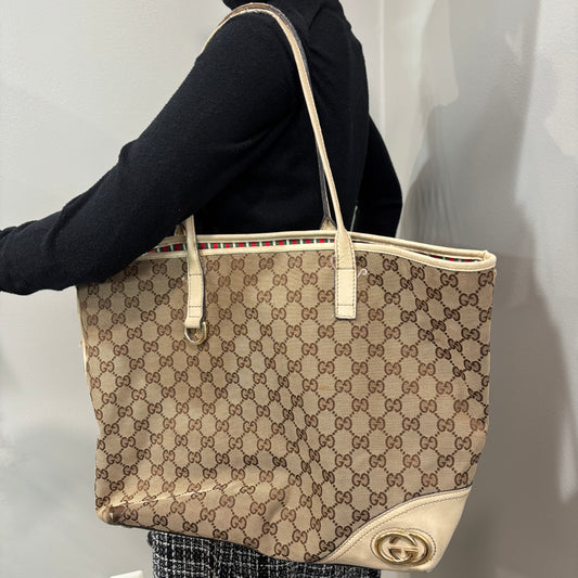 8879 GUCCI Brown Canvas Tote