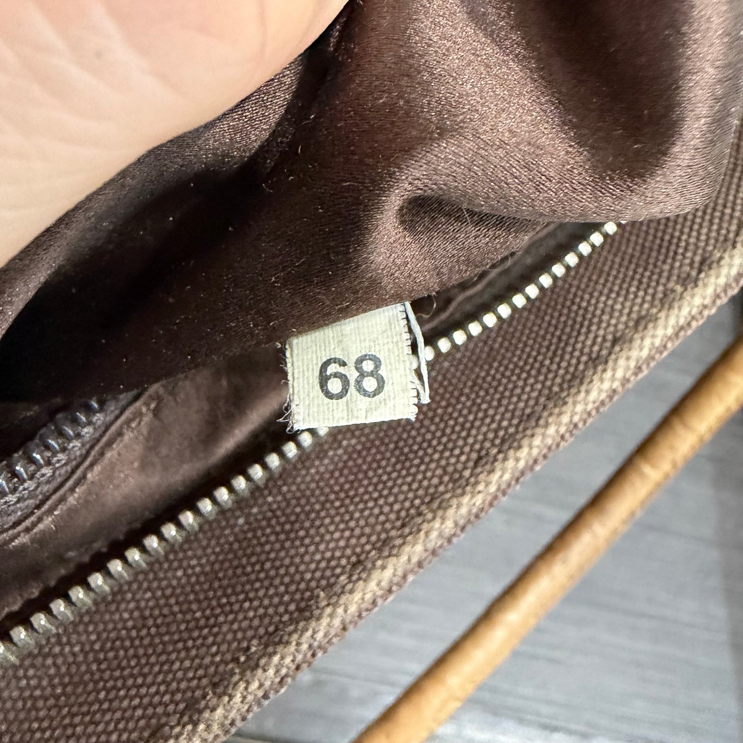 8853 PRADA Brown Canvas and Ostrich Handbag