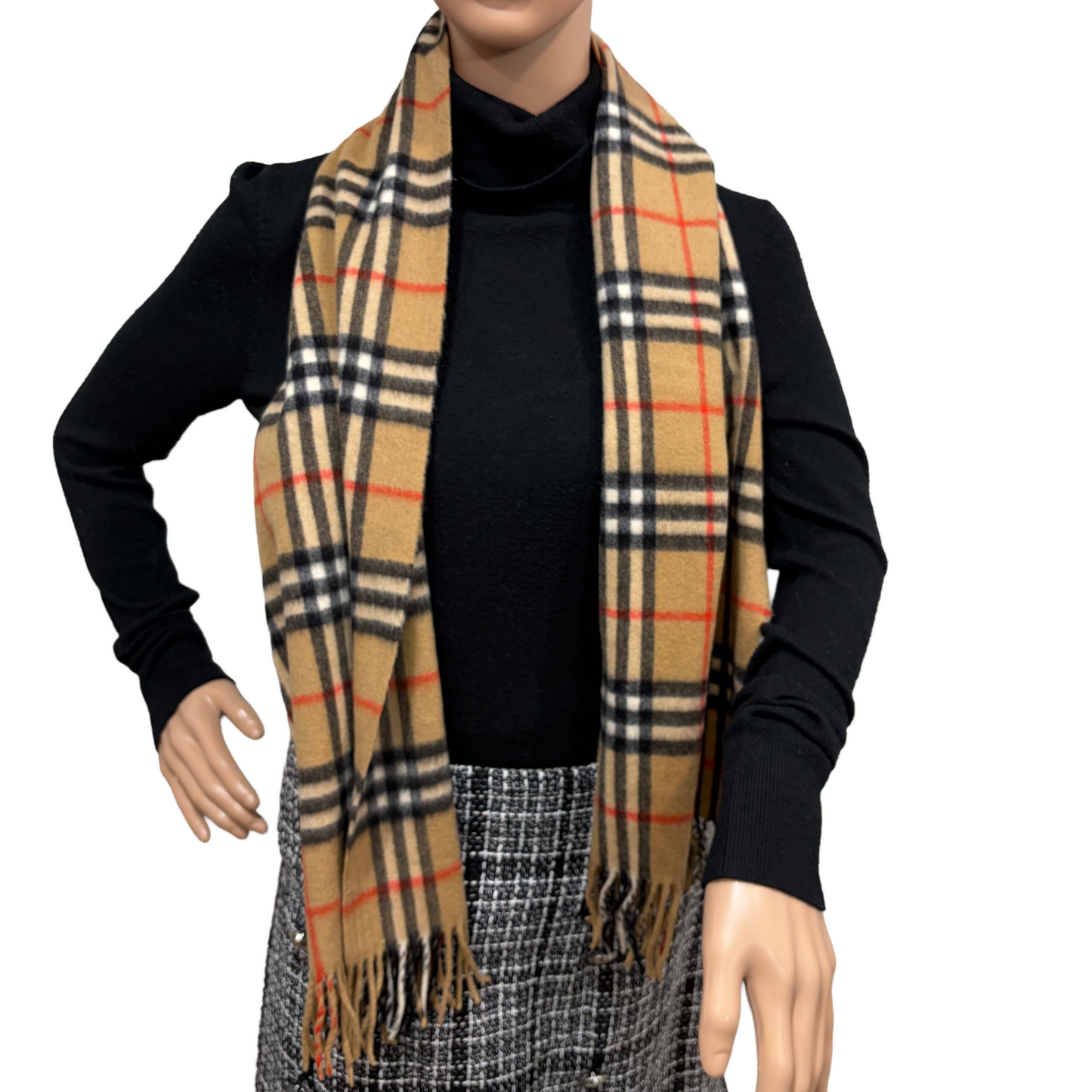 #8222 Vintage BURBERRYS Archive Beige 100% Cashmere Scarf Stole