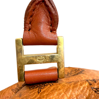 1215-03 MCM Cognac Visetos Coated Canvas & Leather Boston Bag