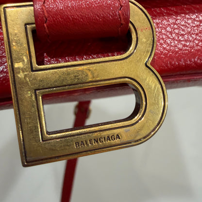 BALENCIAGA Red Hour Glass Top Handle Bag