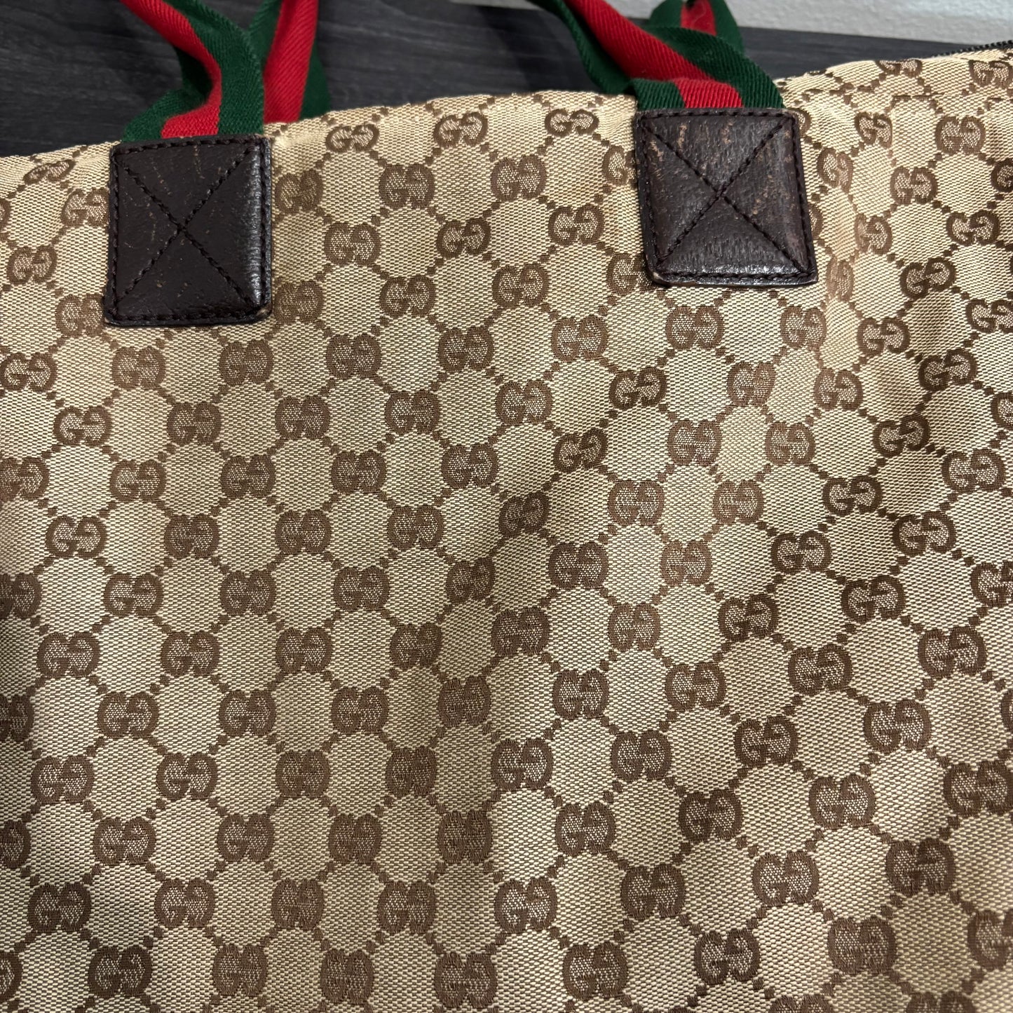 8881 GUCCI Brown Canvas Web Tote