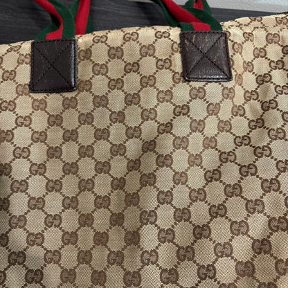 8881 GUCCI Brown Canvas Web Tote