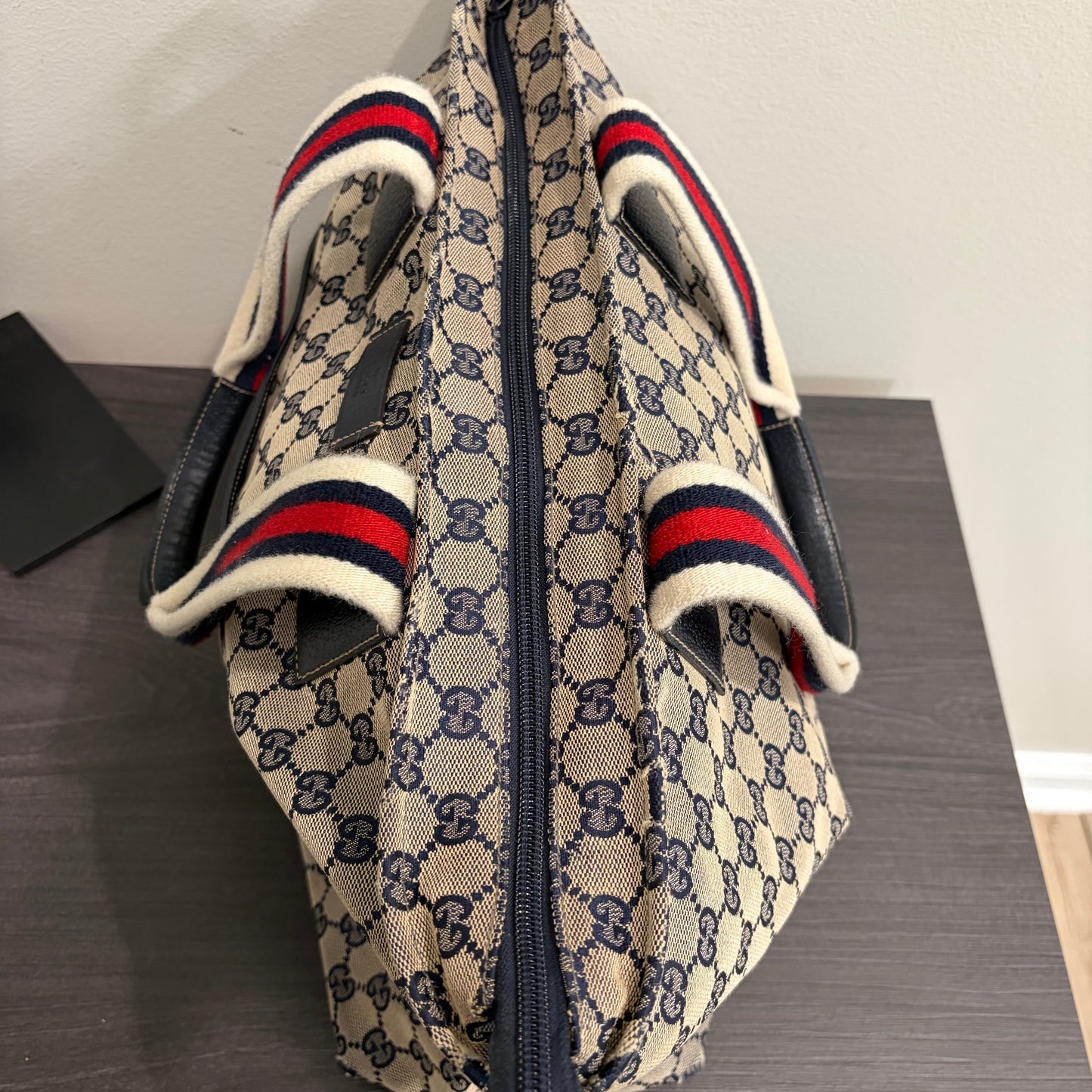 #3204 GUCCI Navy Canvas Large Tote