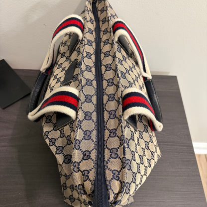 #3204 GUCCI Navy Canvas Large Tote
