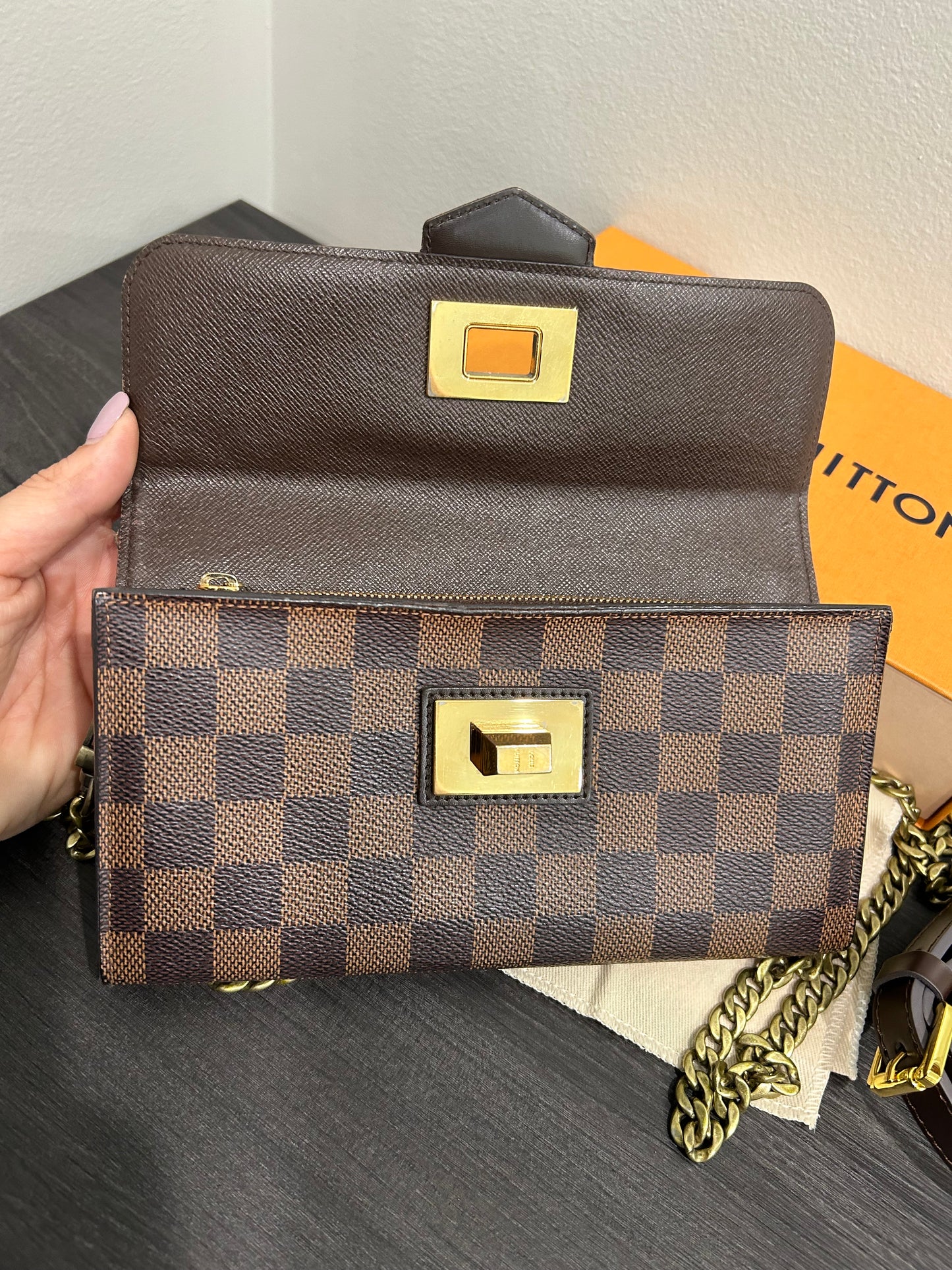 SOLD! Louis Vuitton Damier Wallet on Chain