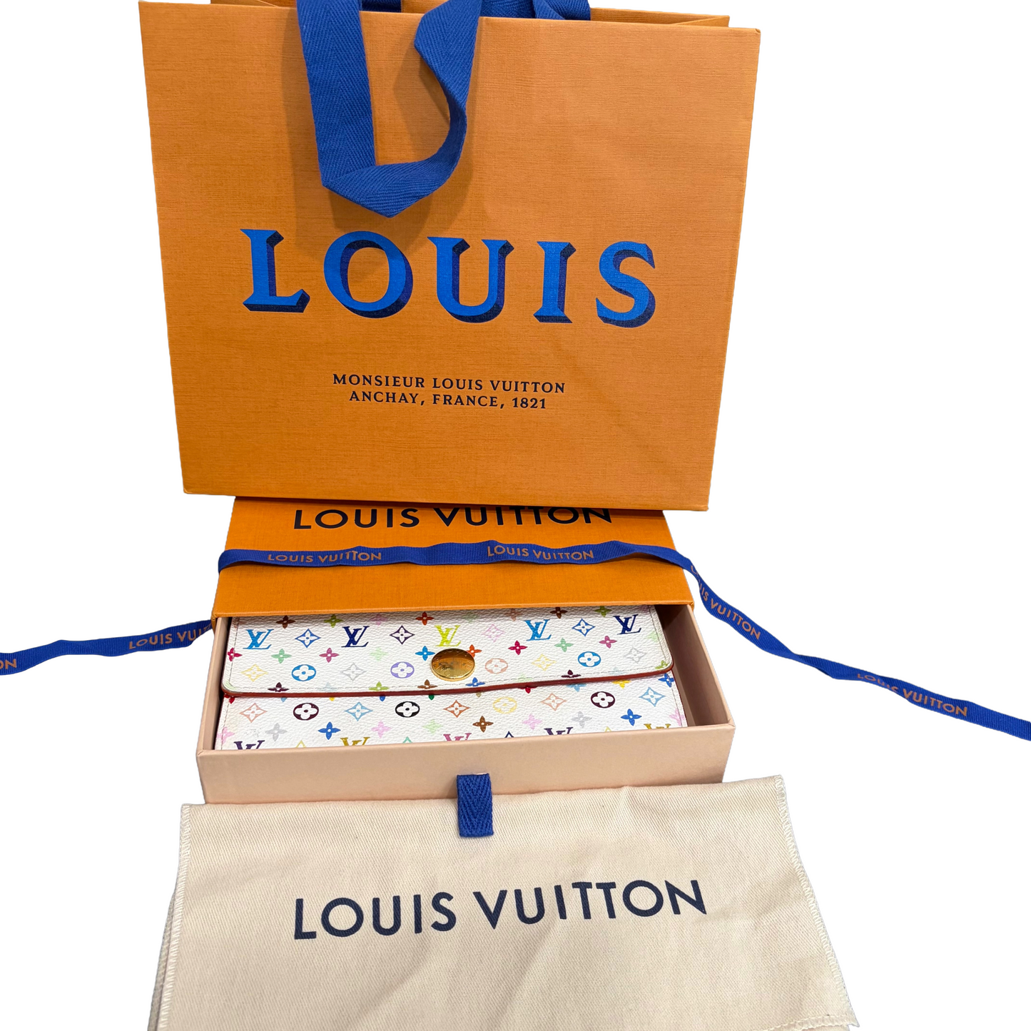 #1101-03 LOUIS VUITTON x MURAKAMI White & Pink Sarah Wallet with Removable Chain