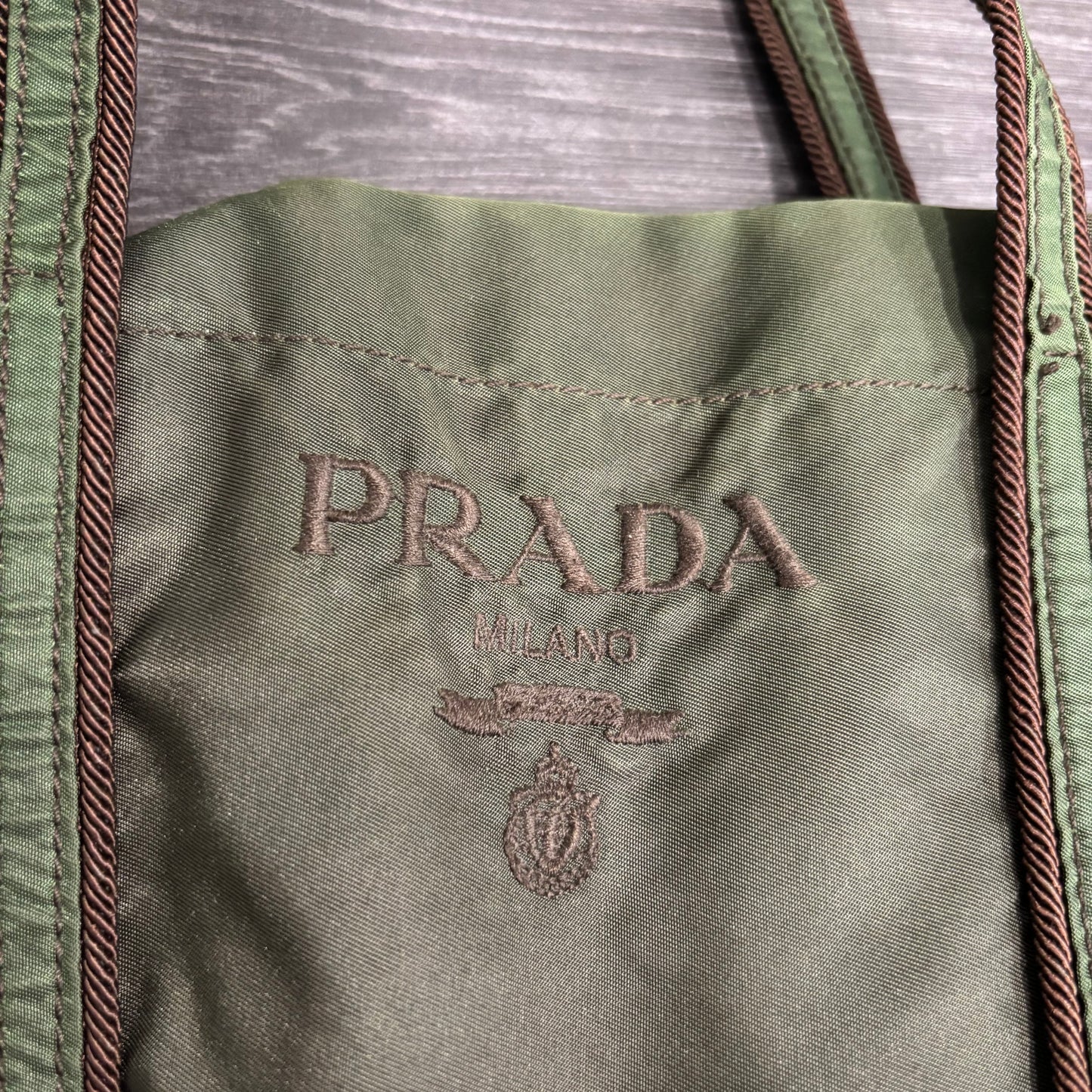 8891 PRADA Green Tessuto Tote