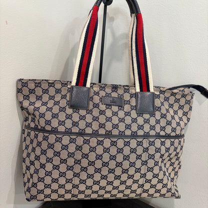#3204 GUCCI Navy Canvas Large Tote