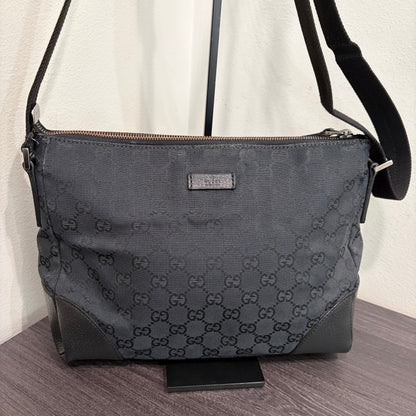 #3231 GUCCI Black Canvas Shoulder Bag