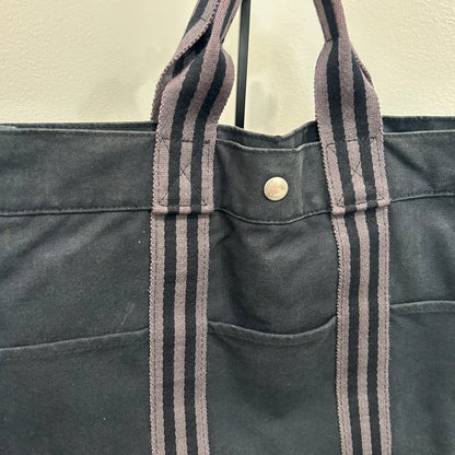 1066 HERMÈS Toile Fourre-Tout MM Tote Blue