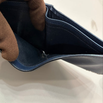 1215-11 PRADA Saffiano Leather Midnight Blue Bifold Wallet