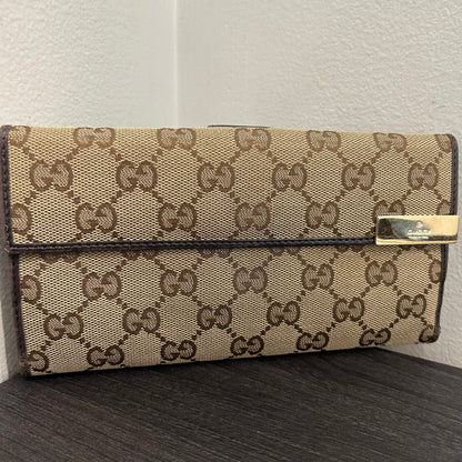 #178 GUCCI Canvas Long Wallet