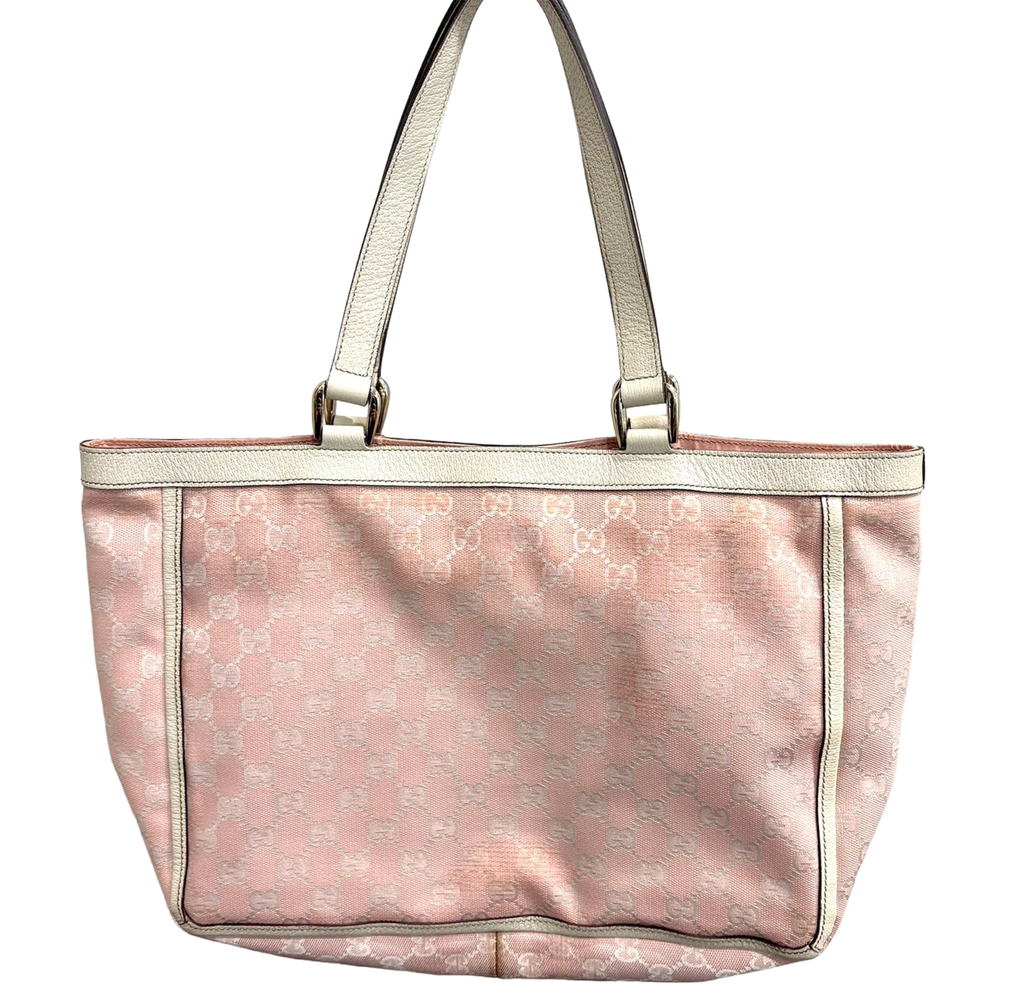 #1128 GUCCI GG Pink Canvas Abbey Pocket Shoulder Tote
