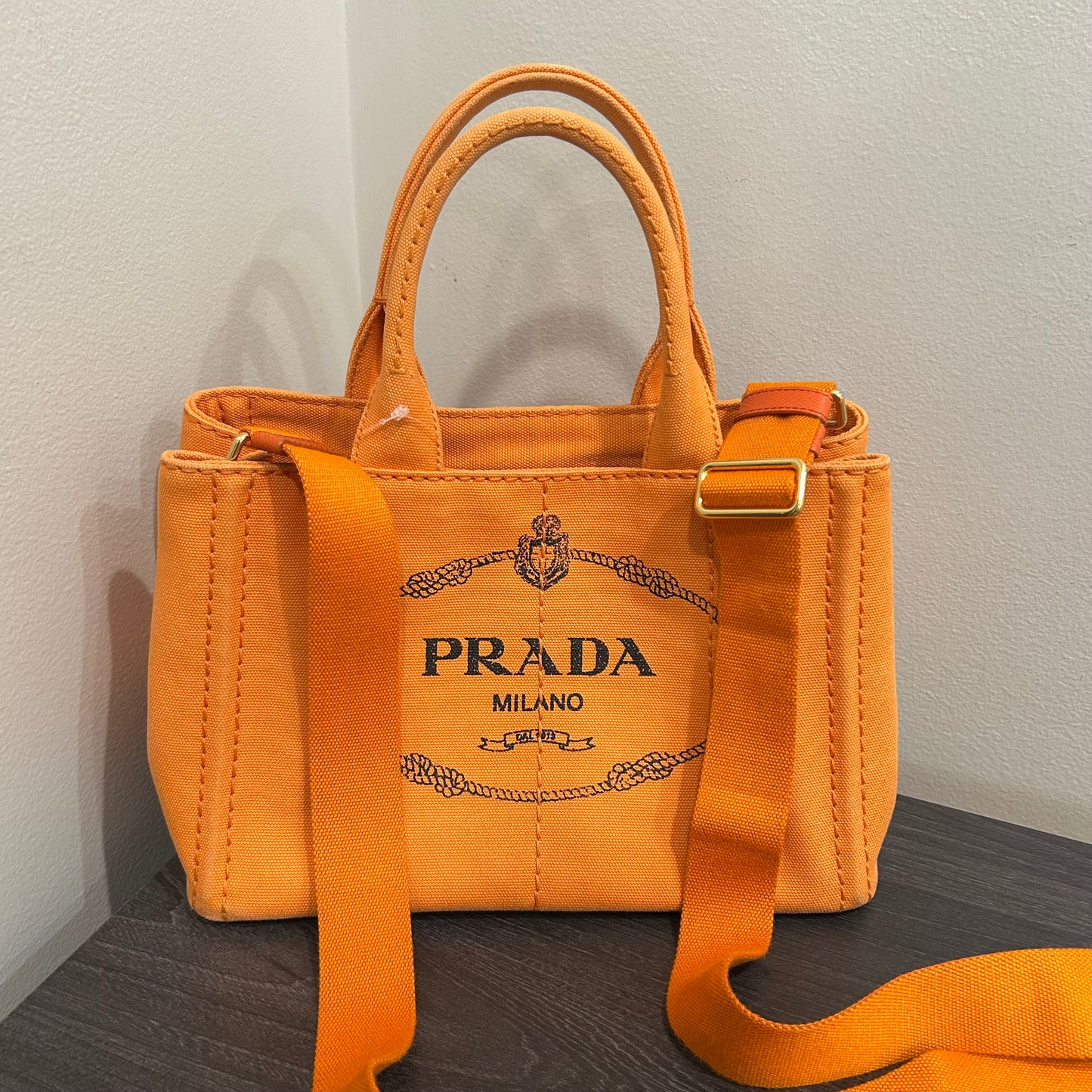 CLEARANCE #837 PRADA Canapa Tote (Orange)