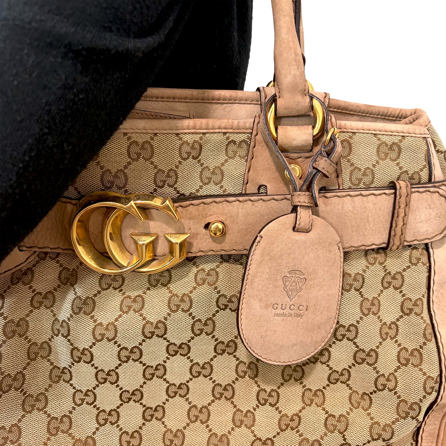 #8230 GUCCI GG Canvas Top Handle Large Bag