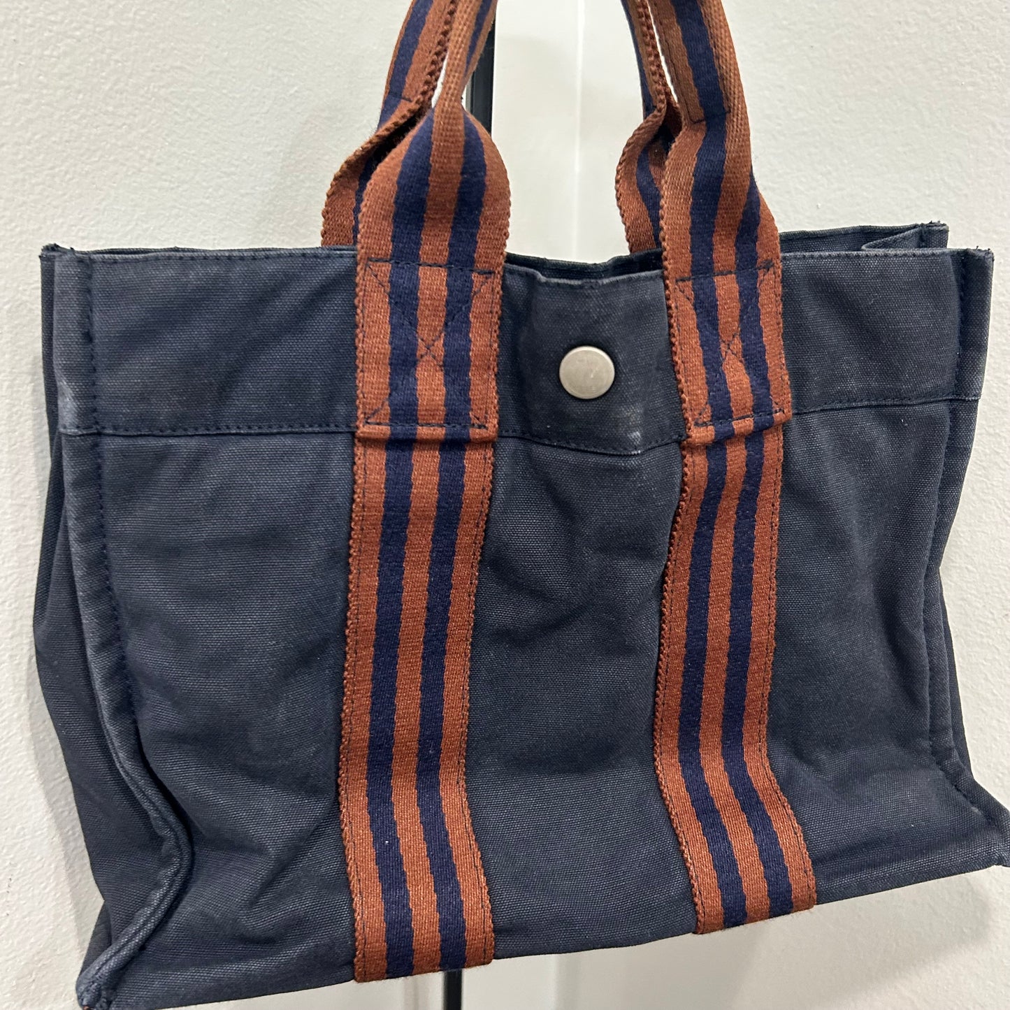 1069 HERMÈS Toile Fourre-Tout PM Tote Blue