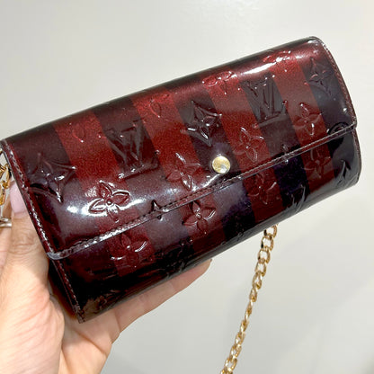 1008 LOUIS VUITTON Striped Vernis Long Wallet with Storage Box