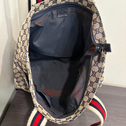 #3204 GUCCI Navy Canvas Large Tote