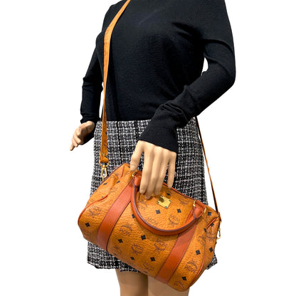 8808 MCM Cognac Visetos Boston 28 Bag