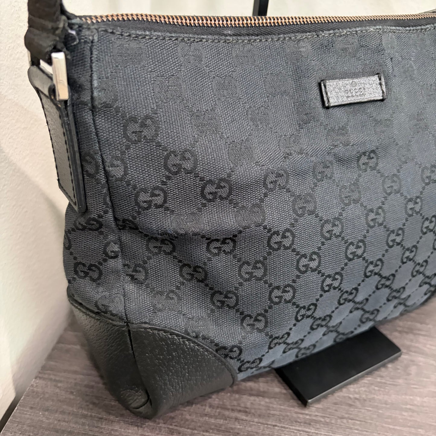 #3231 GUCCI Black Canvas Shoulder Bag
