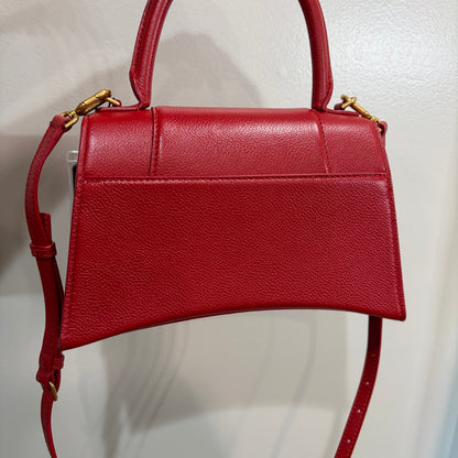 BALENCIAGA Red Hour Glass Top Handle Bag