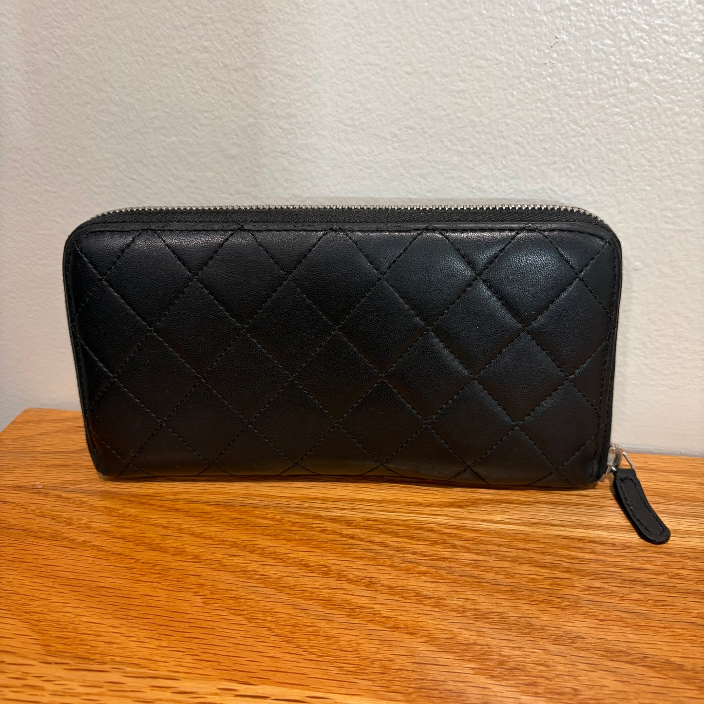 #3218 CHANEL Black Quilted Zip Wallet