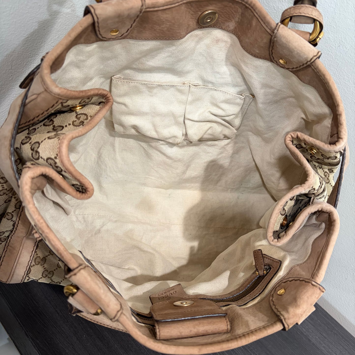 #8230 GUCCI GG Canvas Top Handle Large Bag