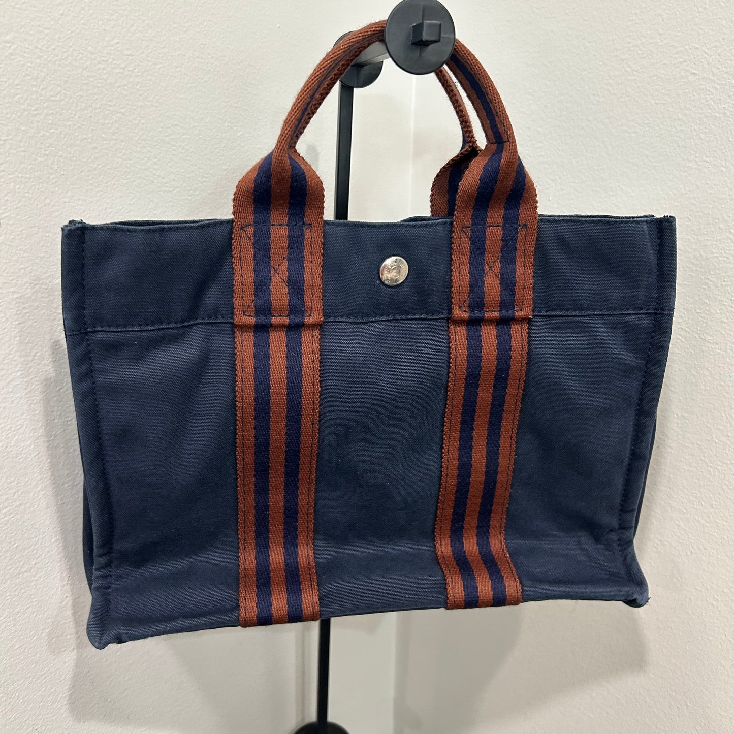1068 HERMÈS Toile Fourre-Tout PM Tote Blue
