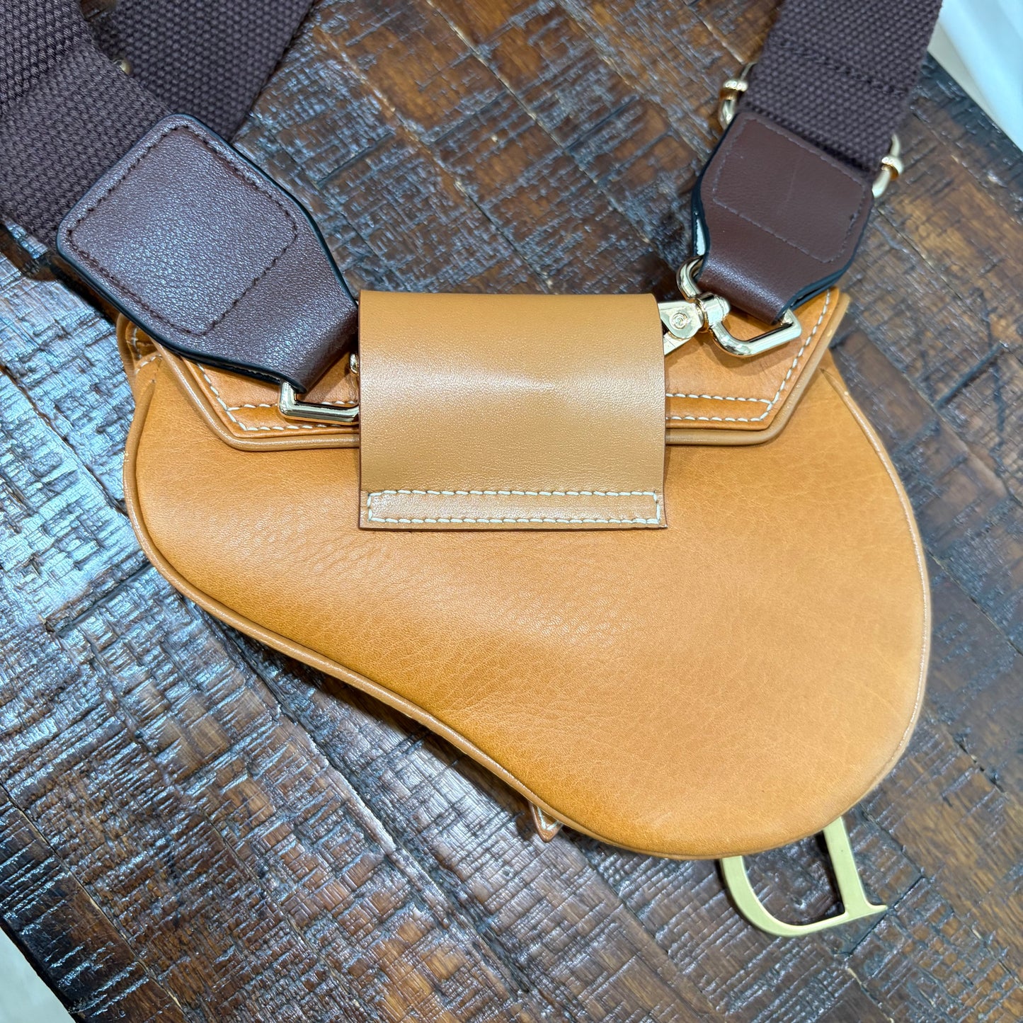 #1120 CHRISTIAN DIOR Mini Leather Saddle Pouch Belt Bag