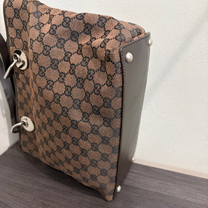 #9113 GUCCI Brown Canvas Eclipse Tote