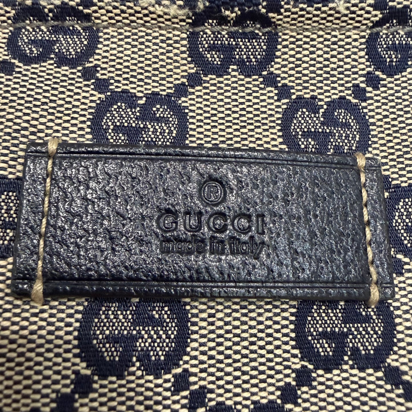 #3204 GUCCI Navy Canvas Large Tote